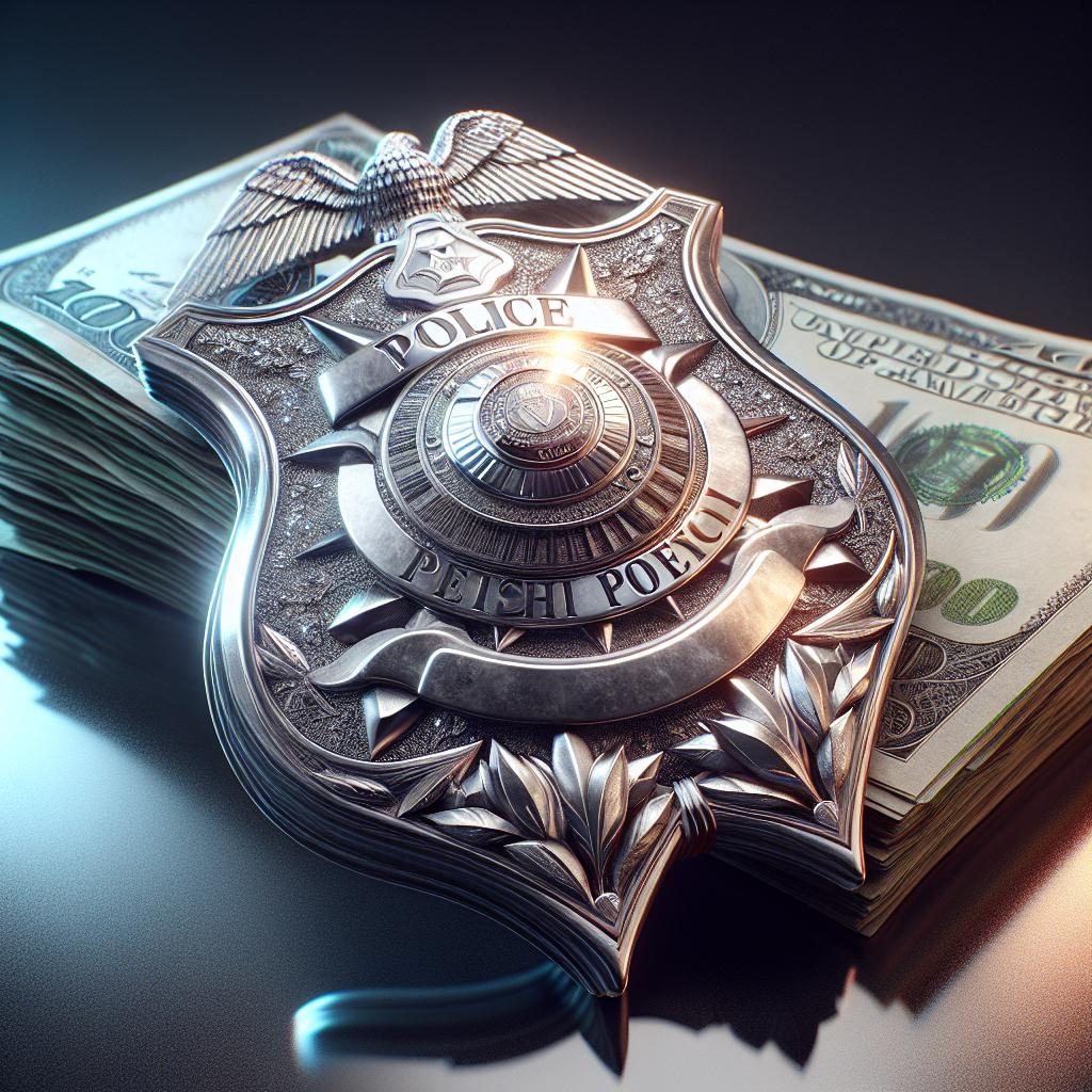 Police badge and money