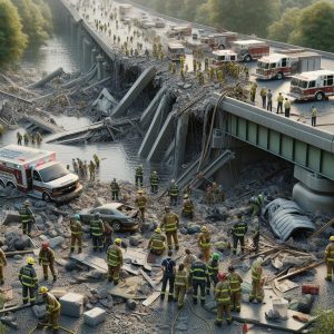 Bridge collapse aftermath rescue