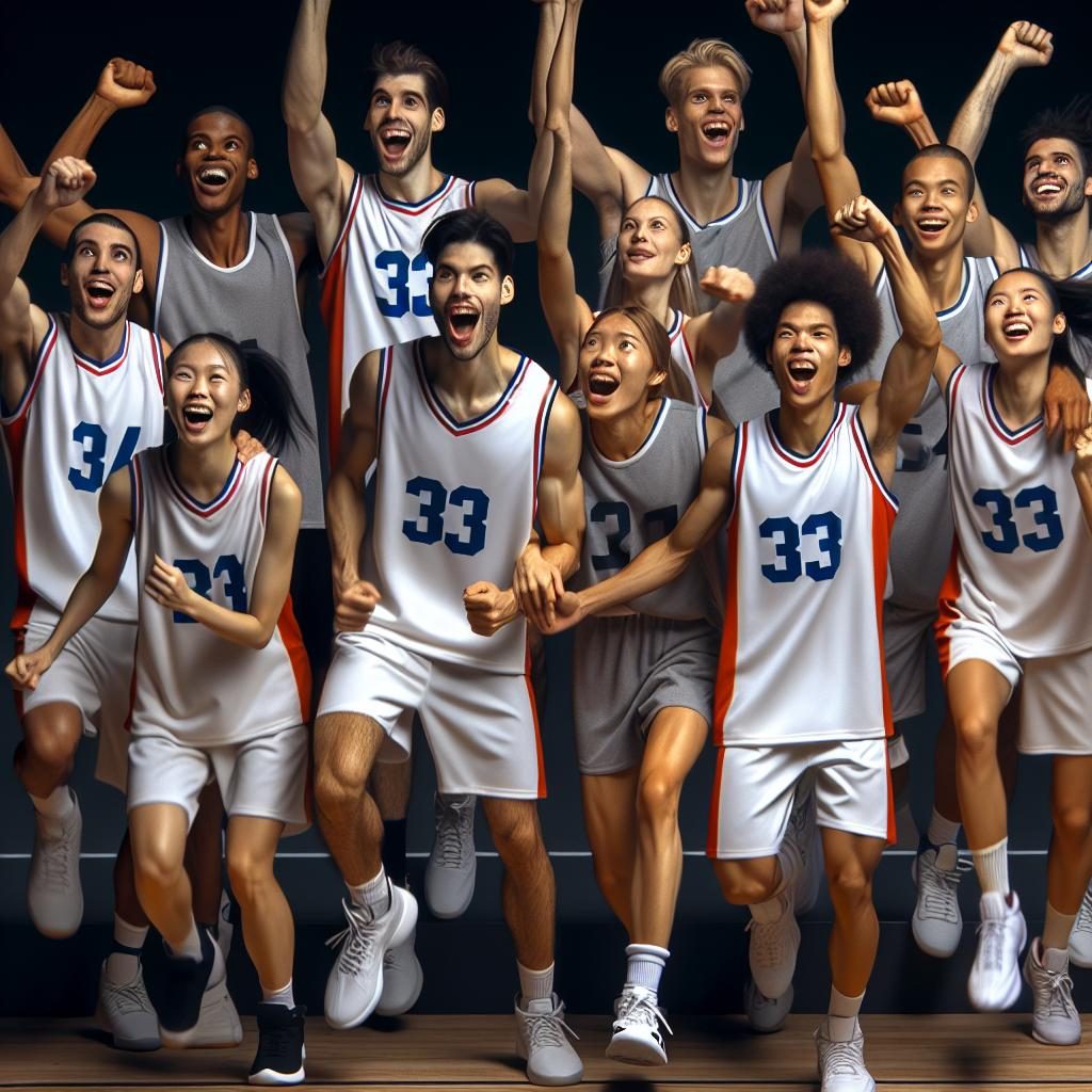 Basketball team celebration