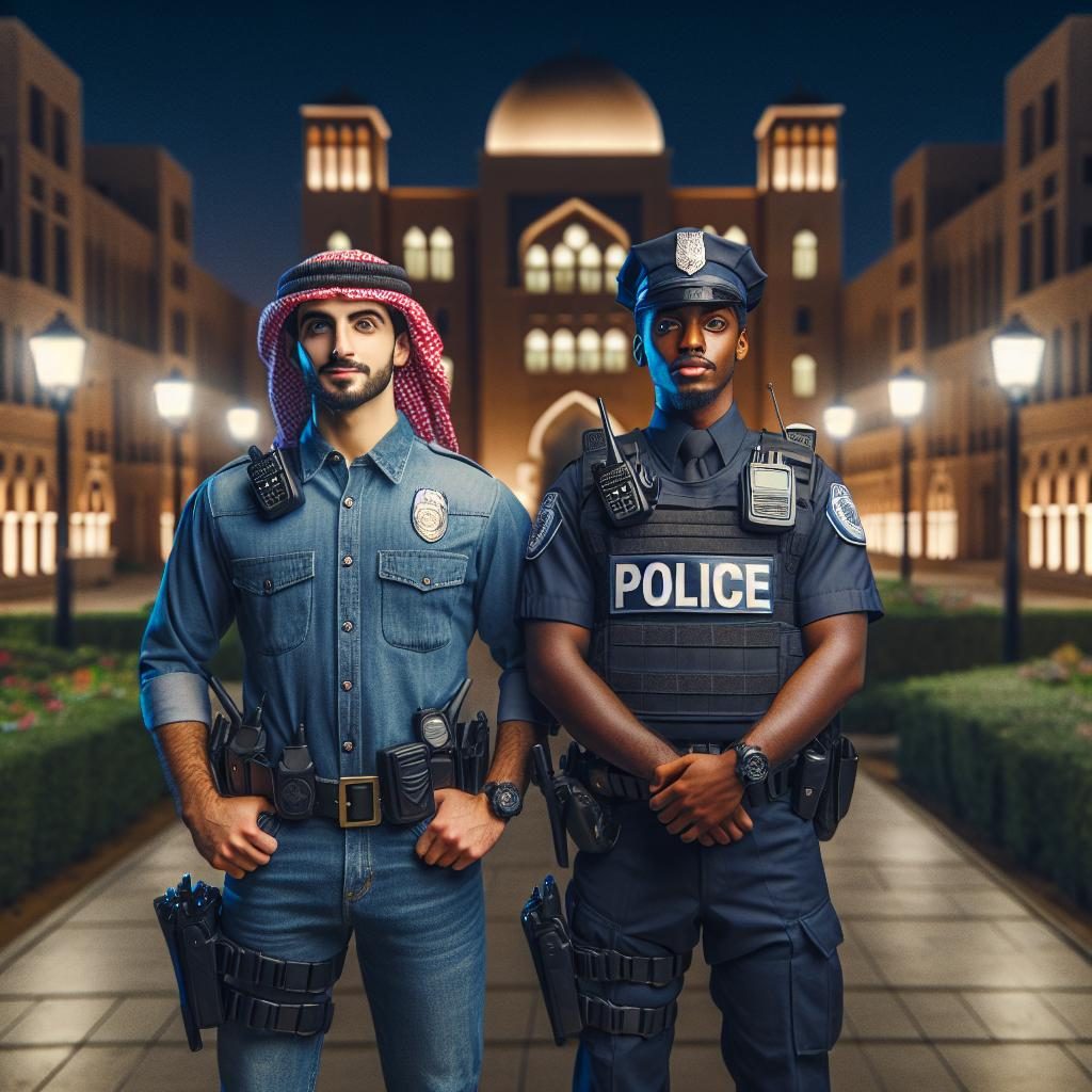 Campus police at night