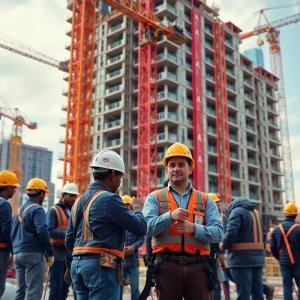 Construction workers at a site in Atlanta, Georgia