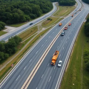 Aerial view of proposed Georgia toll road construction site