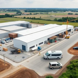 Construction site of Rivian's manufacturing facility in Georgia