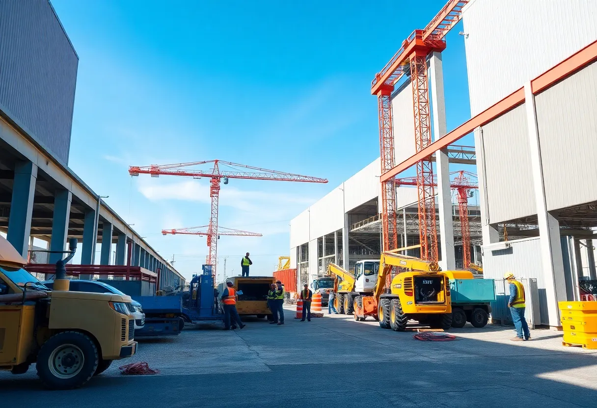 Construction site of Rivian's electric vehicle plant in East Georgia