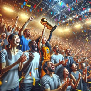 Basketball victory celebration