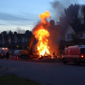 Construction site on fire with police investigating