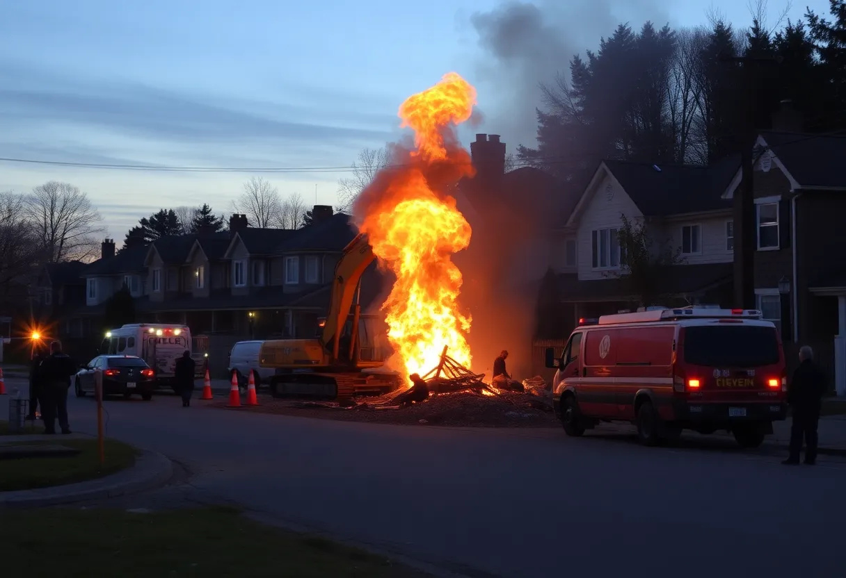 Construction site on fire with police investigating