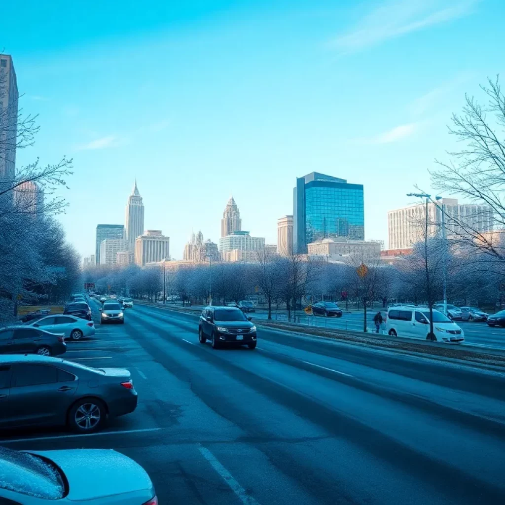 Frosty landscape in Atlanta, depicting a chilly weekend weather.