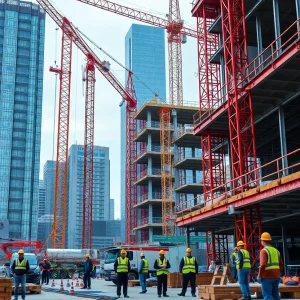 Workers collaborating on a construction site in Atlanta