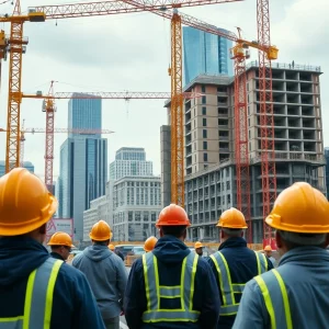 Construction workers on site in Atlanta