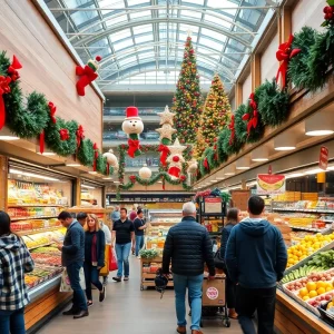 Grocery stores in Atlanta decorated for Christmas shopping season