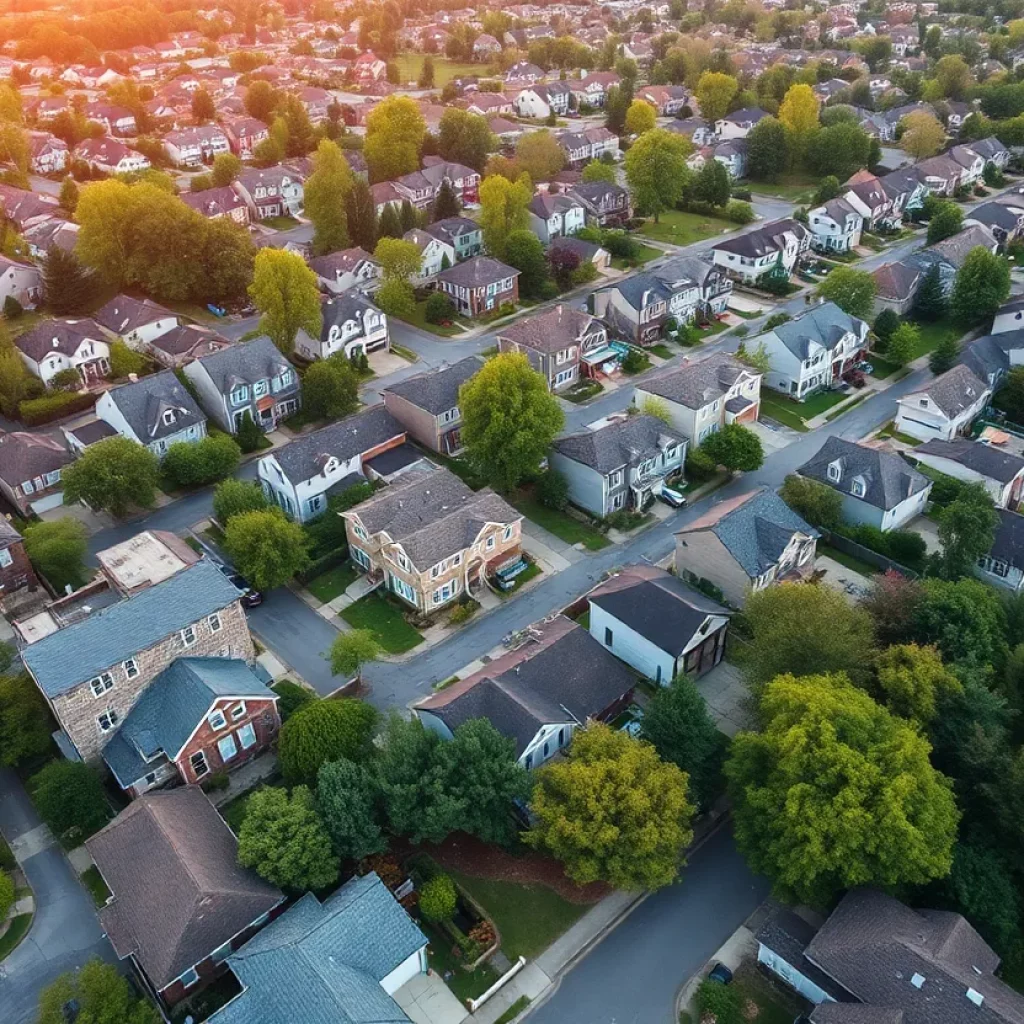 Aerial view of homes in Atlanta, reflecting housing supply and market changes.