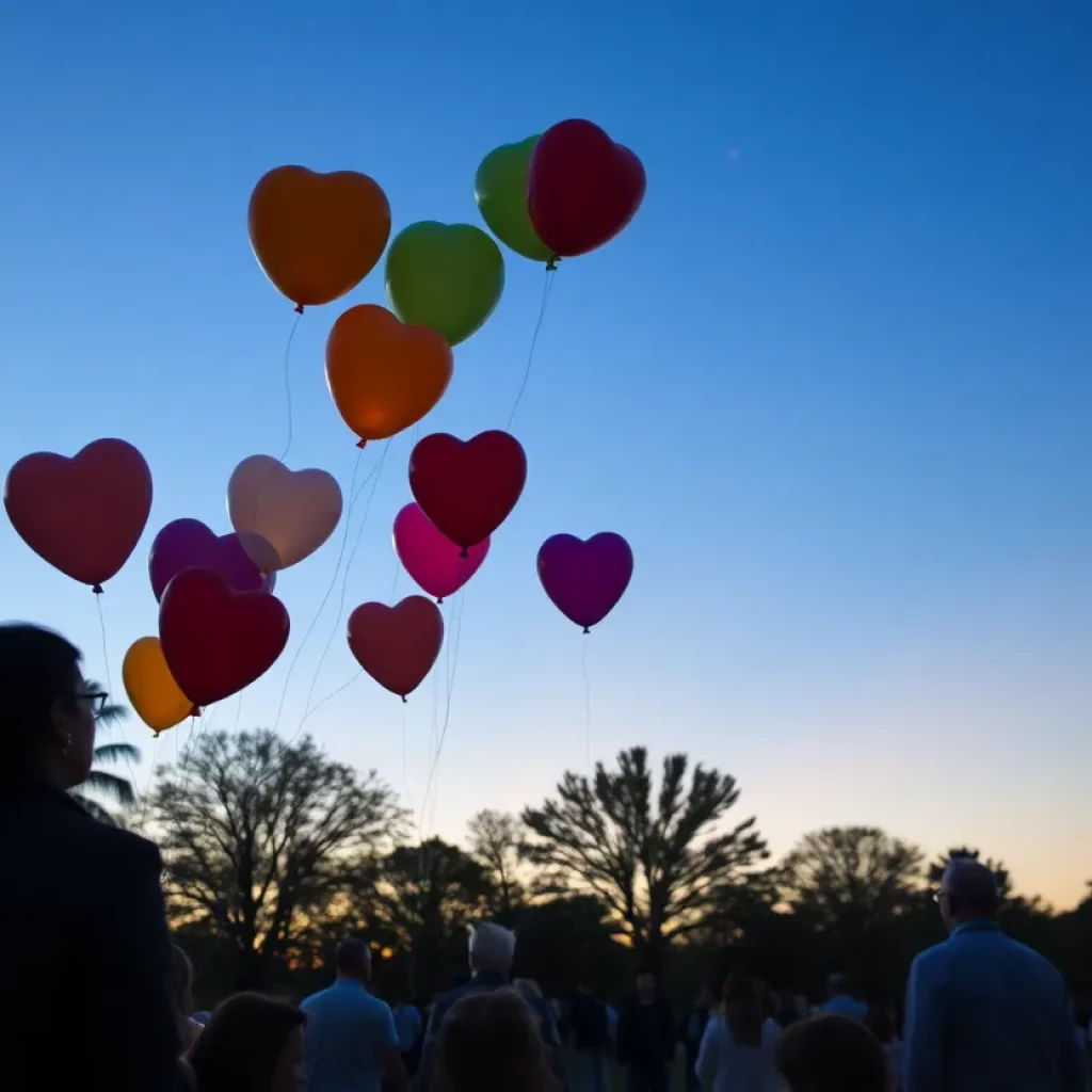 Balloon release vigil in memory of Sekya Smith