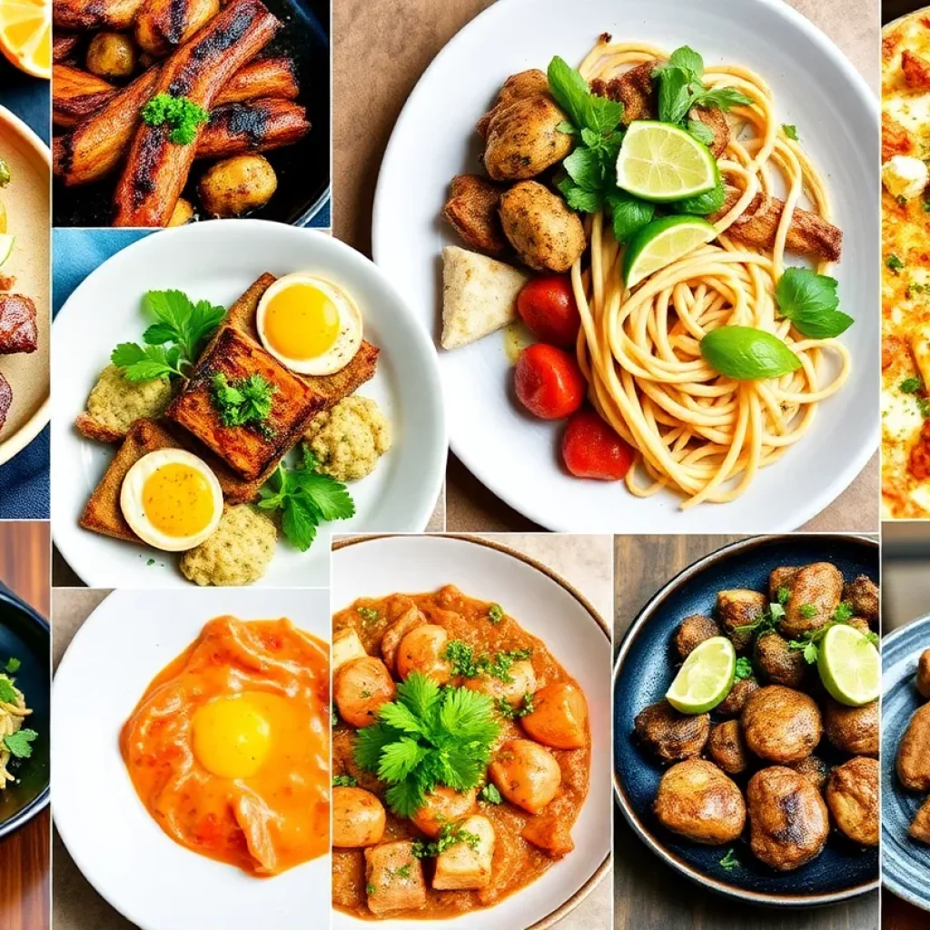 Collage of dishes from new restaurants in Atlanta, showcasing diverse cuisines.