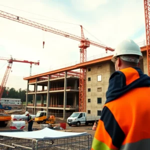 Carroll Daniel Construction site in Greenville with construction workers