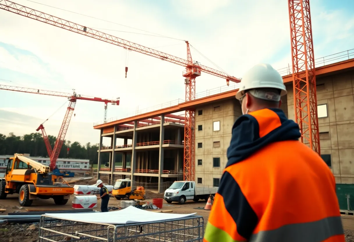 Carroll Daniel Construction site in Greenville with construction workers