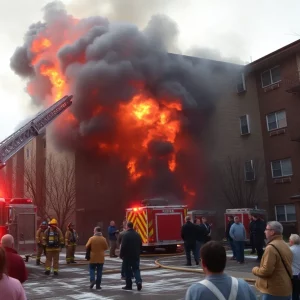 Firefighters responding to a fire at Hidden Village Apartments in Atlanta