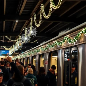 MARTA train station during New Year's Eve celebrations in Atlanta