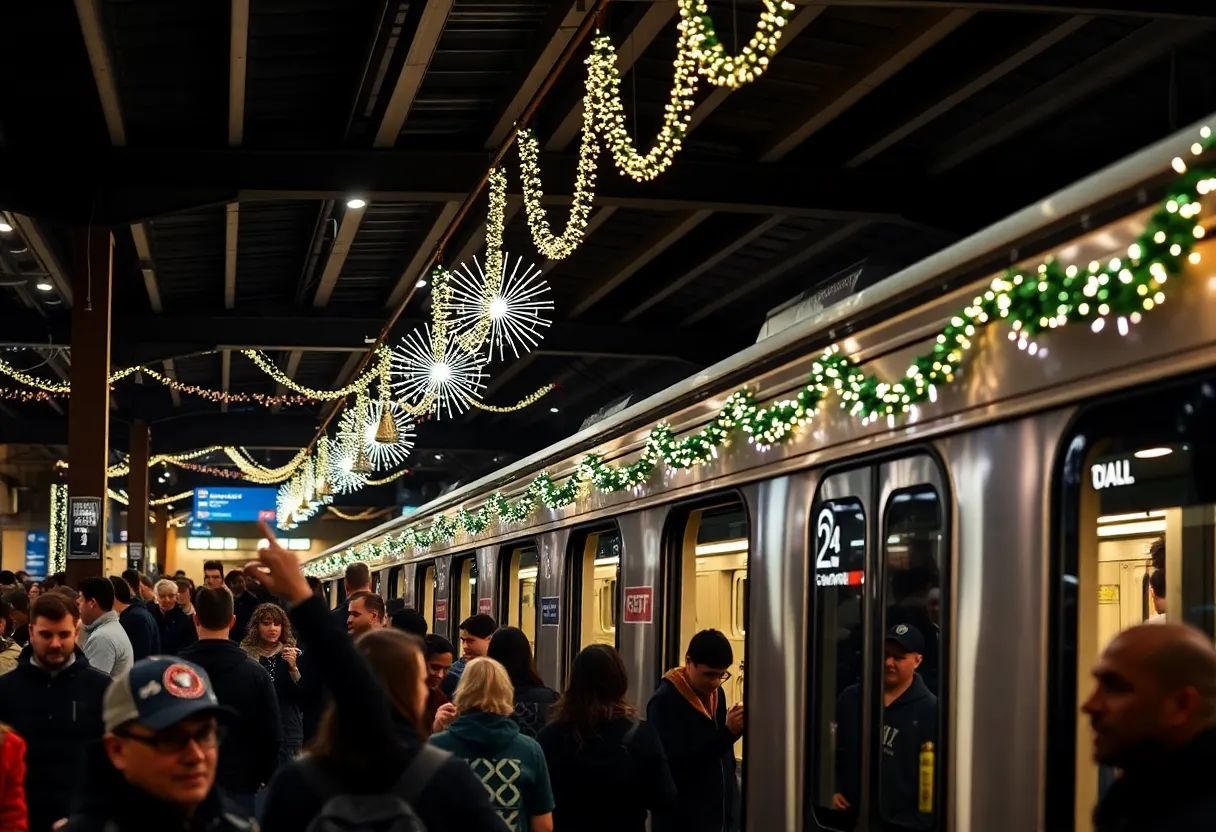 MARTA train station during New Year's Eve celebrations in Atlanta