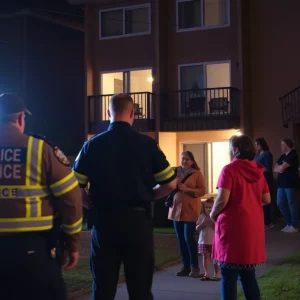 Crime scene at an apartment complex in Atlanta following a shooting incident involving children.