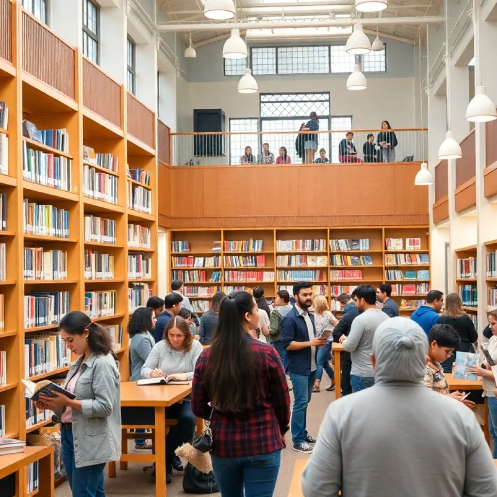 Diverse community members participating in library activities