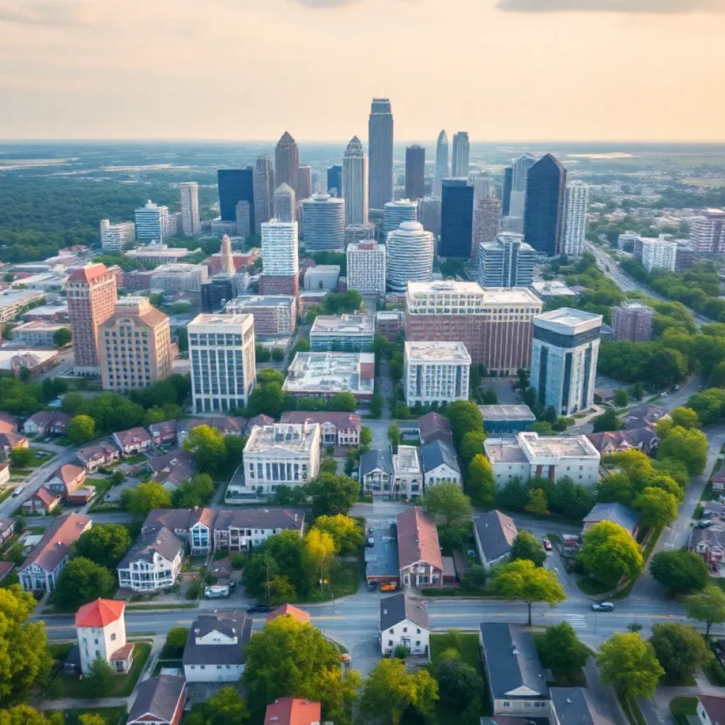 Aerial view of homes in Atlanta, Georgia