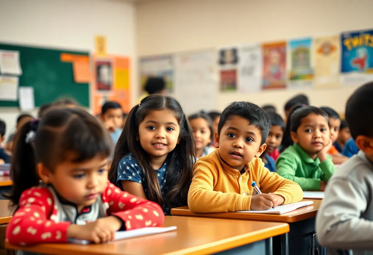 Children in a classroom engaged in lessons