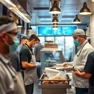 Inspectors conducting health checks in an Atlanta restaurant