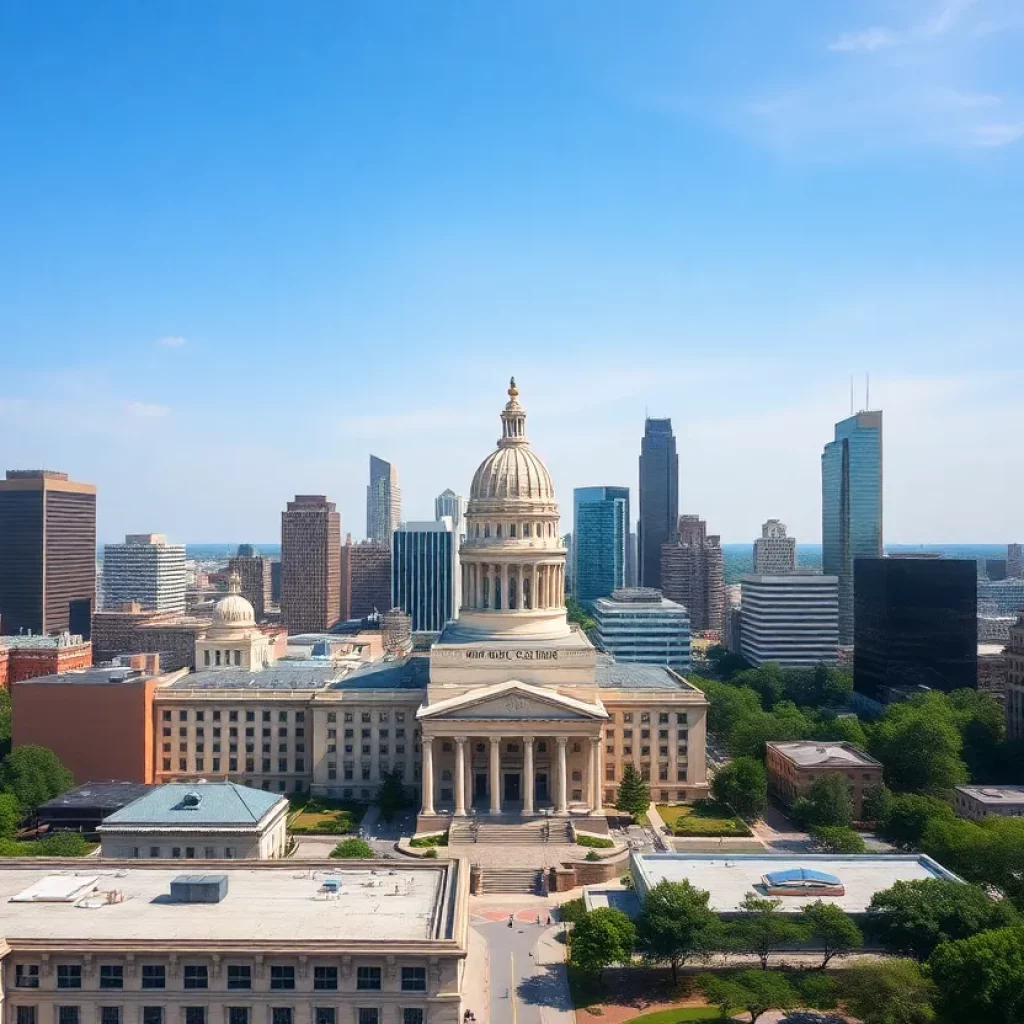 Atlanta skyline with Georgia state capitol in view