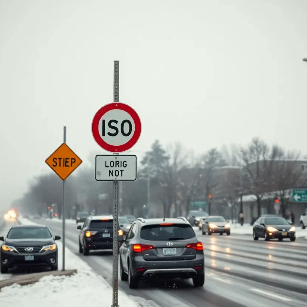 Snow-covered street in Atlanta during winter storm