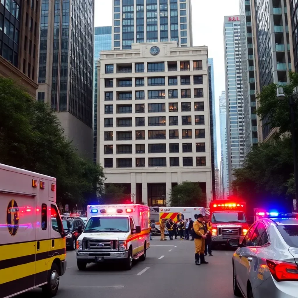 First responders at the scene of a hotel evacuation due to carbon monoxide leak in downtown Atlanta.