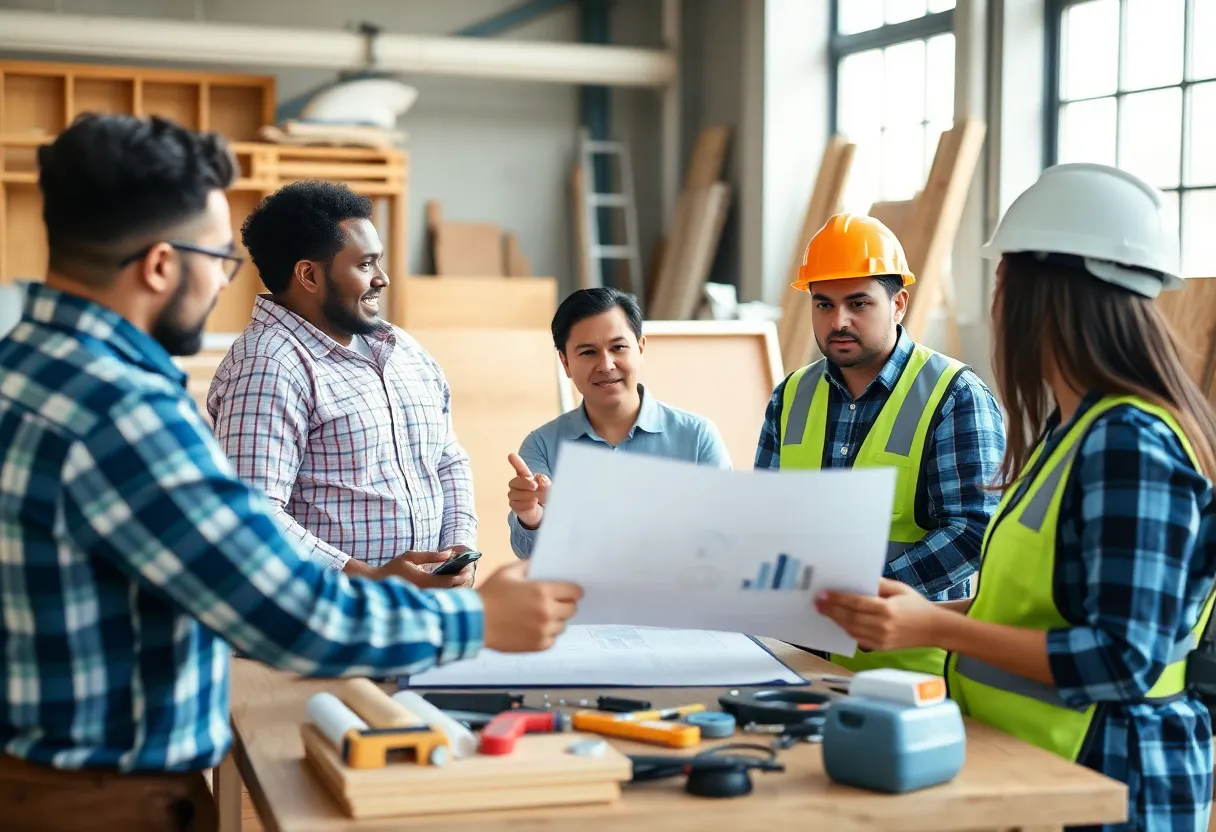 Construction leaders discussing plans for the future.