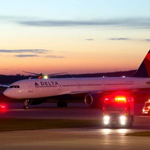 Delta Airlines airplane on runway after incident