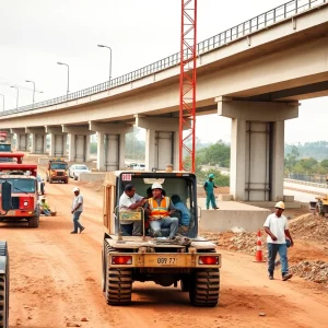 Construction site with workers and equipment for Georgia DOT projects