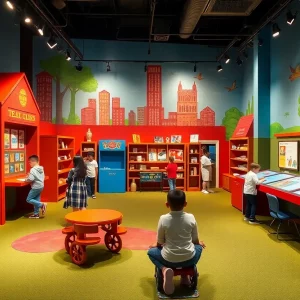 Children exploring the Goizueta Children’s Experience, an interactive exhibit at the Atlanta History Center