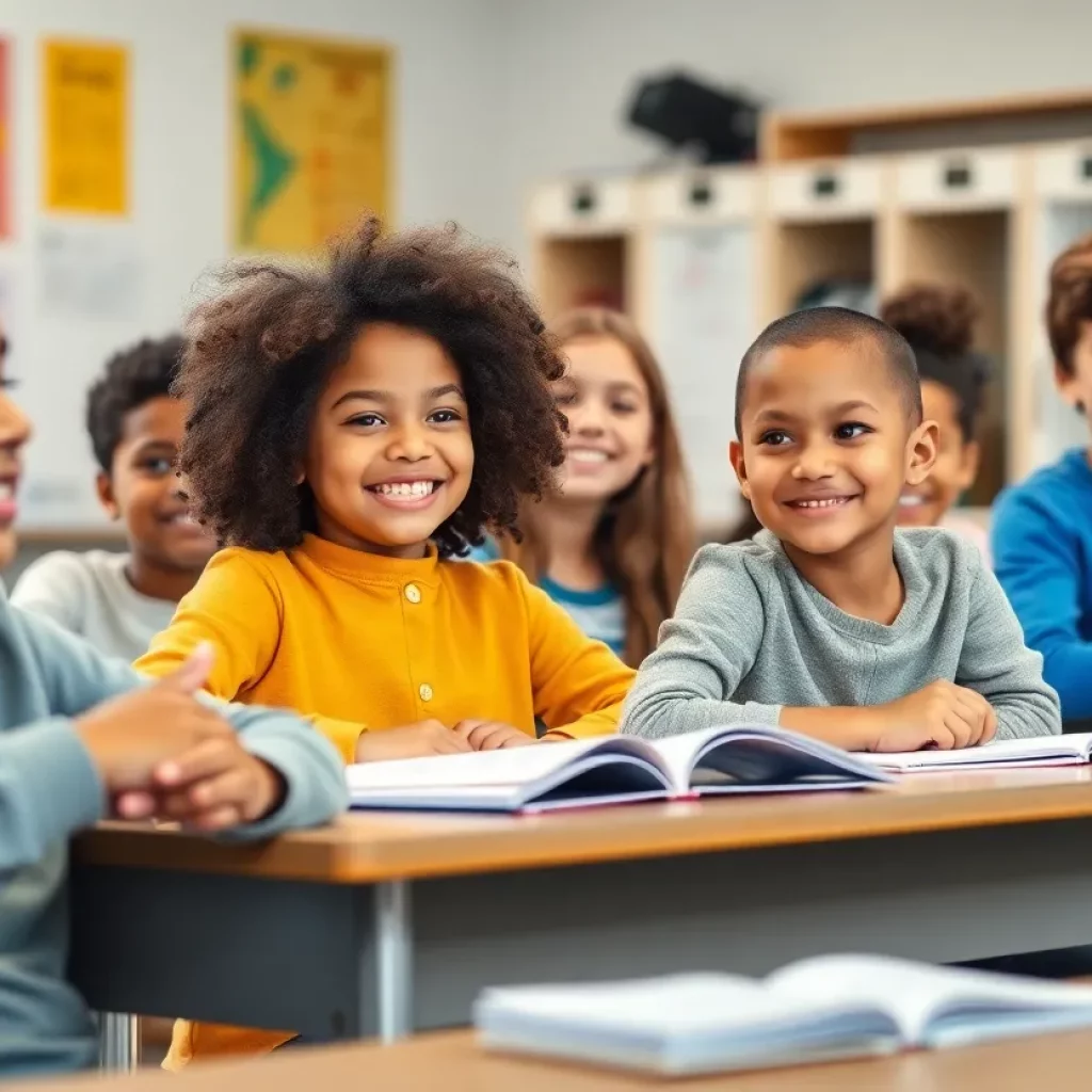 Diverse students participating in a classroom activity