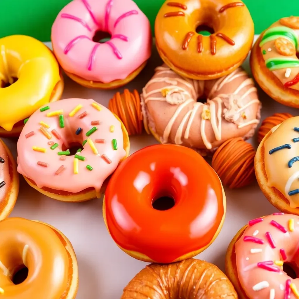 Assorted Krispy Kreme doughnuts with new flavors and classic options