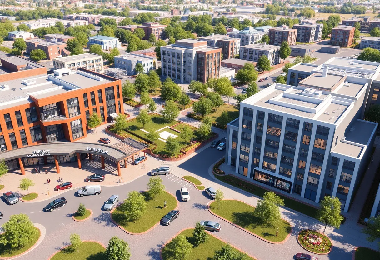 Rendering of Lotus Grove mixed-use development in Doraville