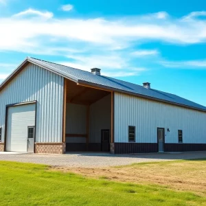 Contemporary pole barn constructed in Georgia with energy-efficient features.