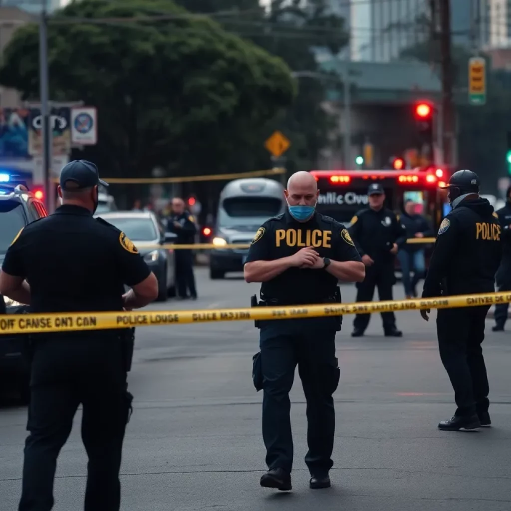 Atlanta police at a crime scene investigating a shooting incident