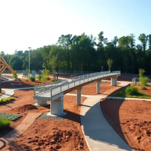 Construction of the Virginia Corridor Trailway with bridge and fitness stations