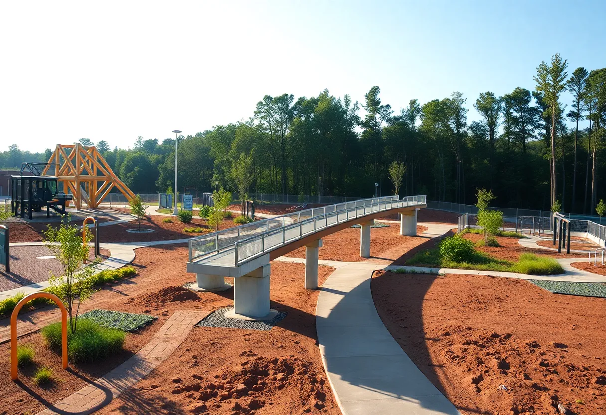 Construction of the Virginia Corridor Trailway with bridge and fitness stations