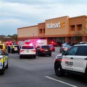 Evacuation scene at Walmart in East Point, Georgia with police presence