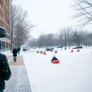 Snow-covered streets in Atlanta during the winter storm