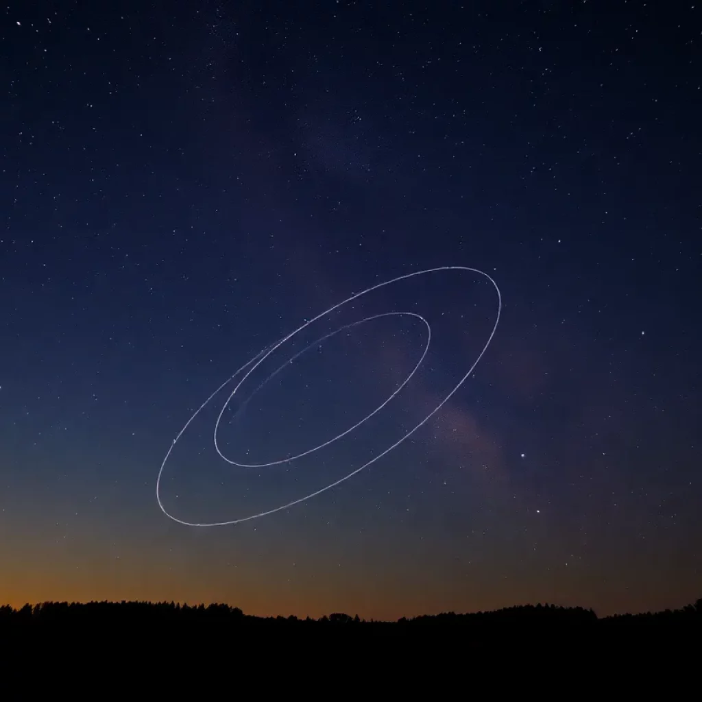 Night sky showcasing a planetary parade over Georgia