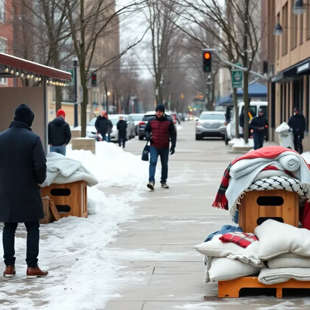 Warming shelter for the homeless on a cold winter day in Atlanta