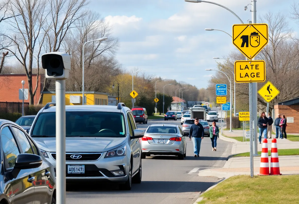 Automated speed cameras near a school zone in Decatur, GA.