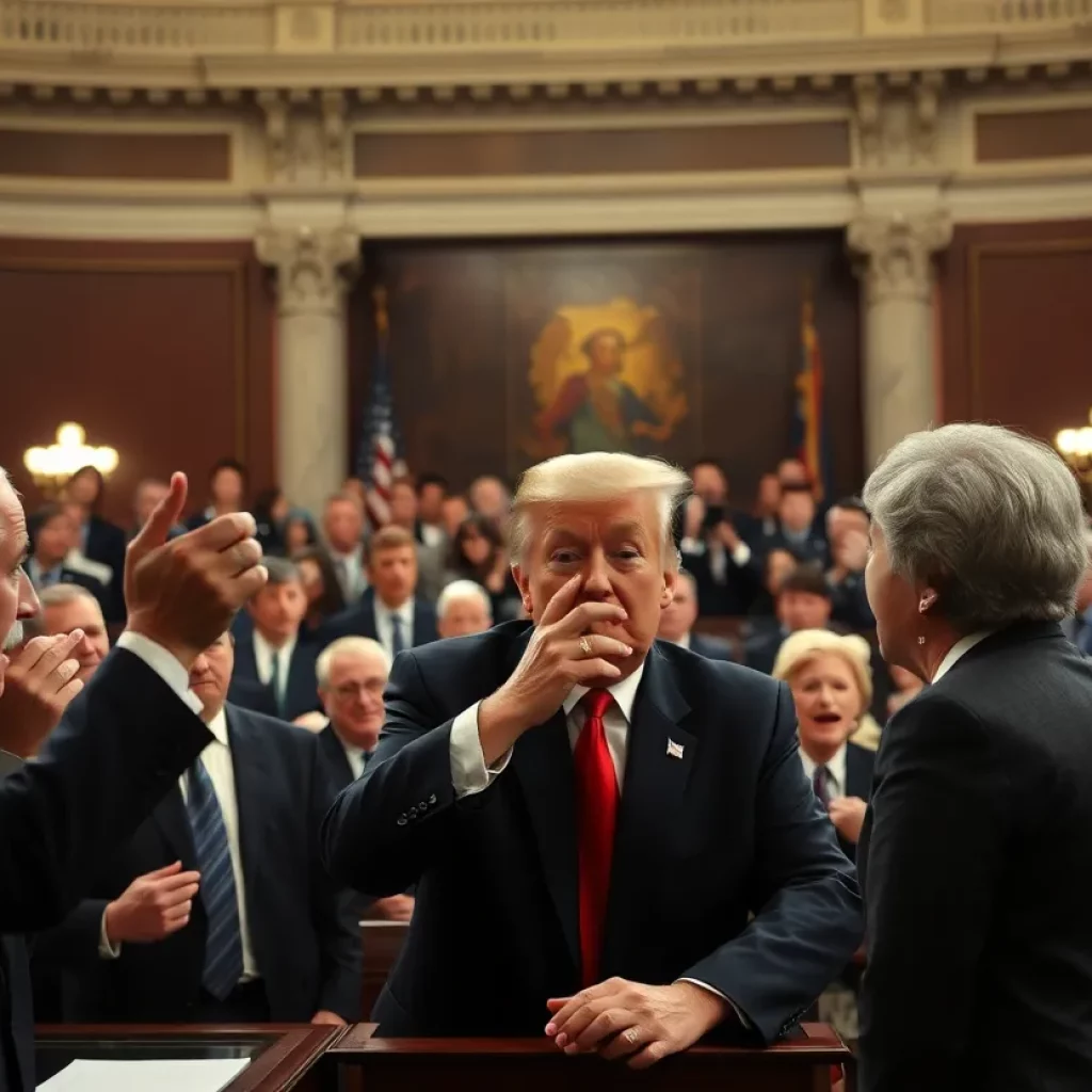 Congressional chamber during a tense political moment