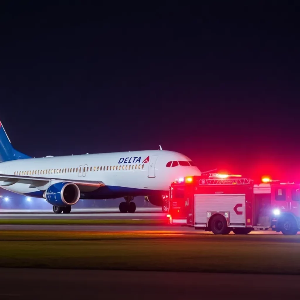 Delta Airlines airplane emergency landing at Atlanta airport