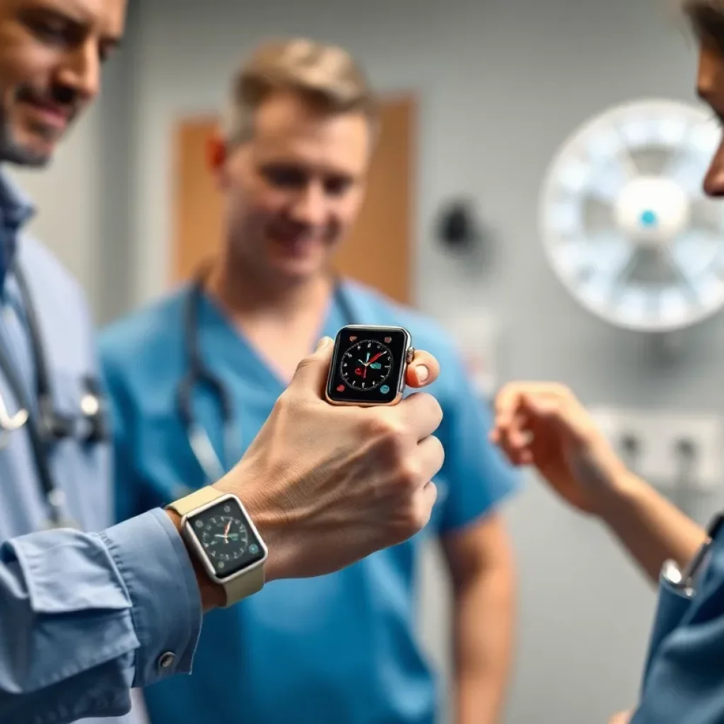 AI medical notetaker on an Apple Watch in a medical setting